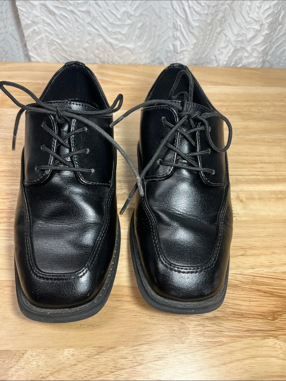 Sonoma Boys Black Lace Up Dress Shoes Memory Foam SNALEXANDER Size 1 Youth